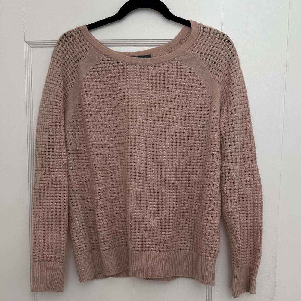 Vince Waffle Knit Crewneck Sweater - Light Pink, Medium